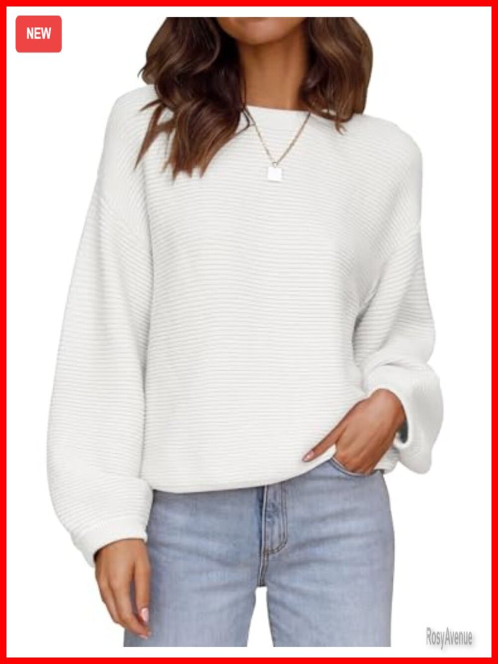 ZESICA Women's Boat Neck Knit Pullover Sweater Long Sleeve Oversized